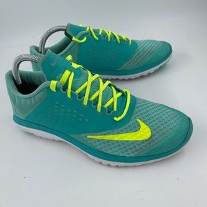 Nike Women’s FS Lite Run 2 Turquoise Neon Yellow Lace-Up Running Shoes Size 10